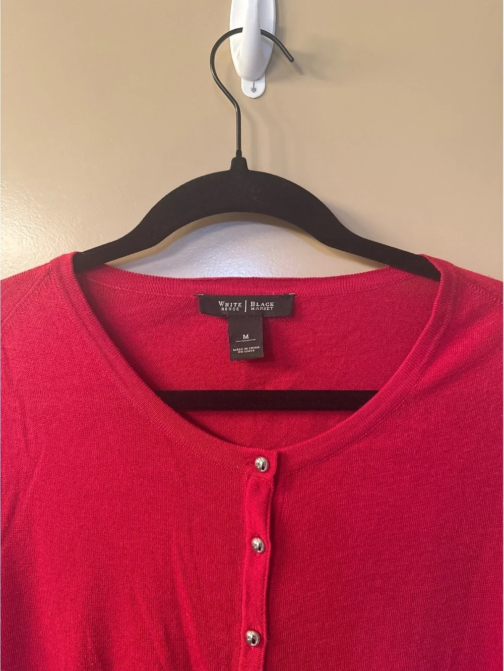 White House Black Market Women's Red Button-Front Cardigan Sweater, Size M